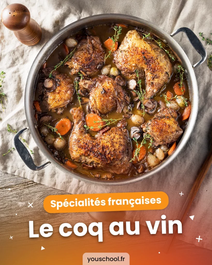 Le coq au vin, l'une des 10 spécialités culinaires françaises