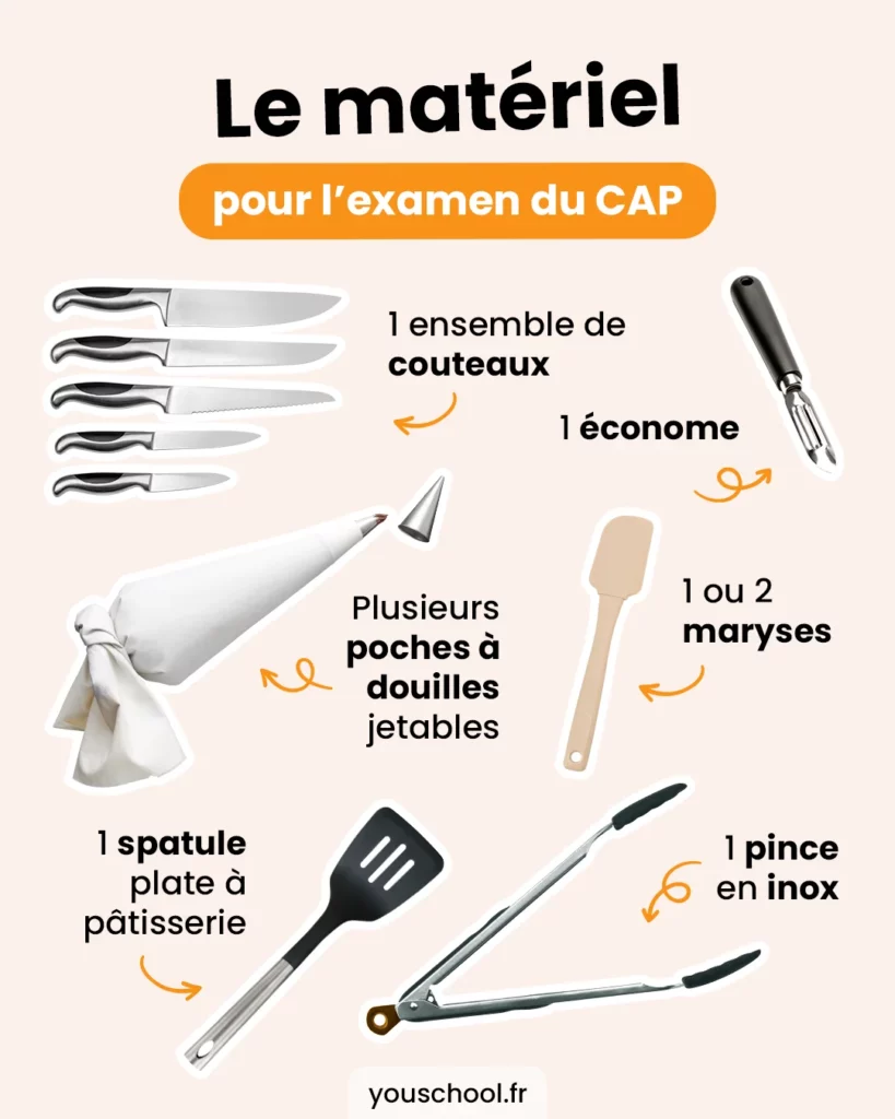 Le matériel indispensable pour passer l'examen du CAP Cuisine